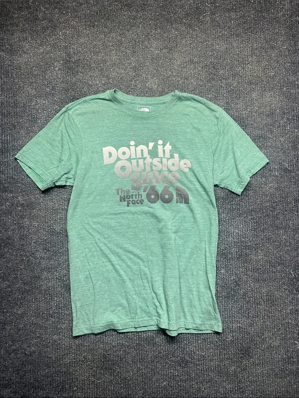 The North Face Men's Mint Green Graphic Short Sleeve Tee - 'Doin' it Outside'